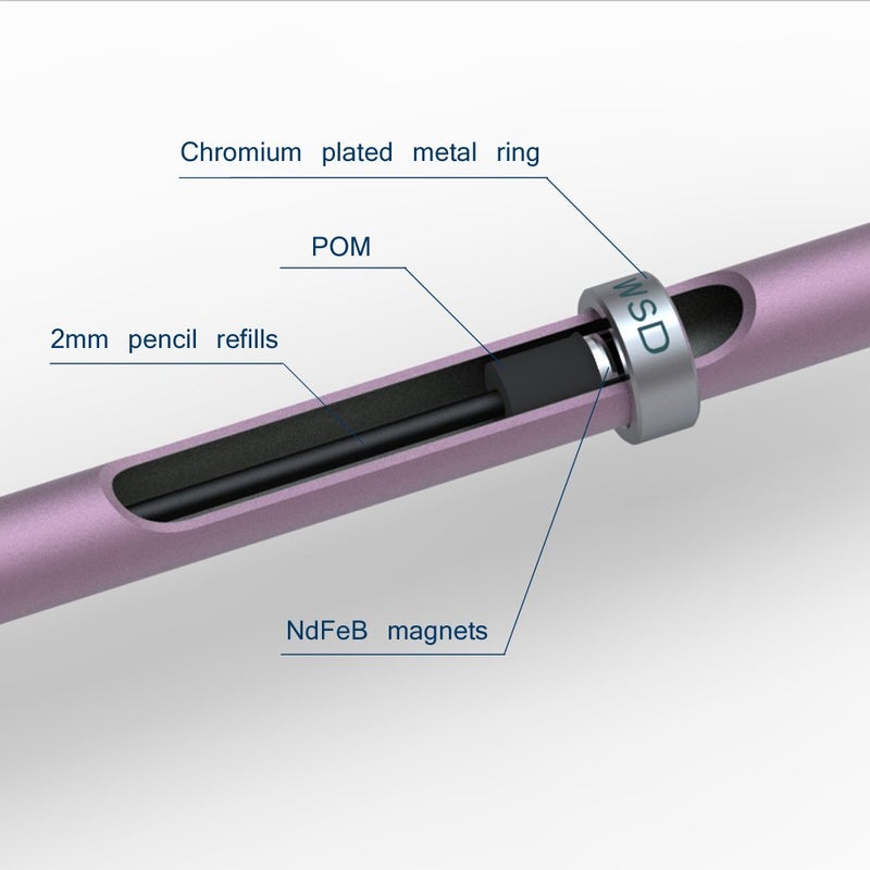 WSD Mechanical Pencil,Drawing Pencils,Sketch Pencils,Magnetic Control Pencil,Pencil Refills Diameter2.0mm, 2B Rose Gold - Image 3